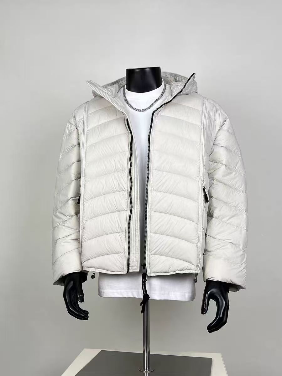 Packable Insulated Hooded Puffer Jacket – Men's Off-White Quilted Winter Jacket