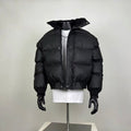 Black Oversized Puffer Bomber Jacket – Minimalist Streetwear Coat