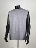 Heather Grey Oversized Mock Neck Sleeveless Gym Tank for Men
