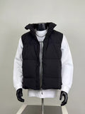 Men's Quilted Puffer Vest – Stand Collar Insulated Winter Gilet in Black