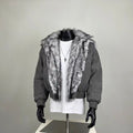 Grey Corduroy Faux Fur Trim Cropped Bomber Jacket – Streetwear Statement Coat