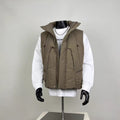 Men's Quilted Puffer Vest – Stand Collar Insulated Winter Gilet in Taupe