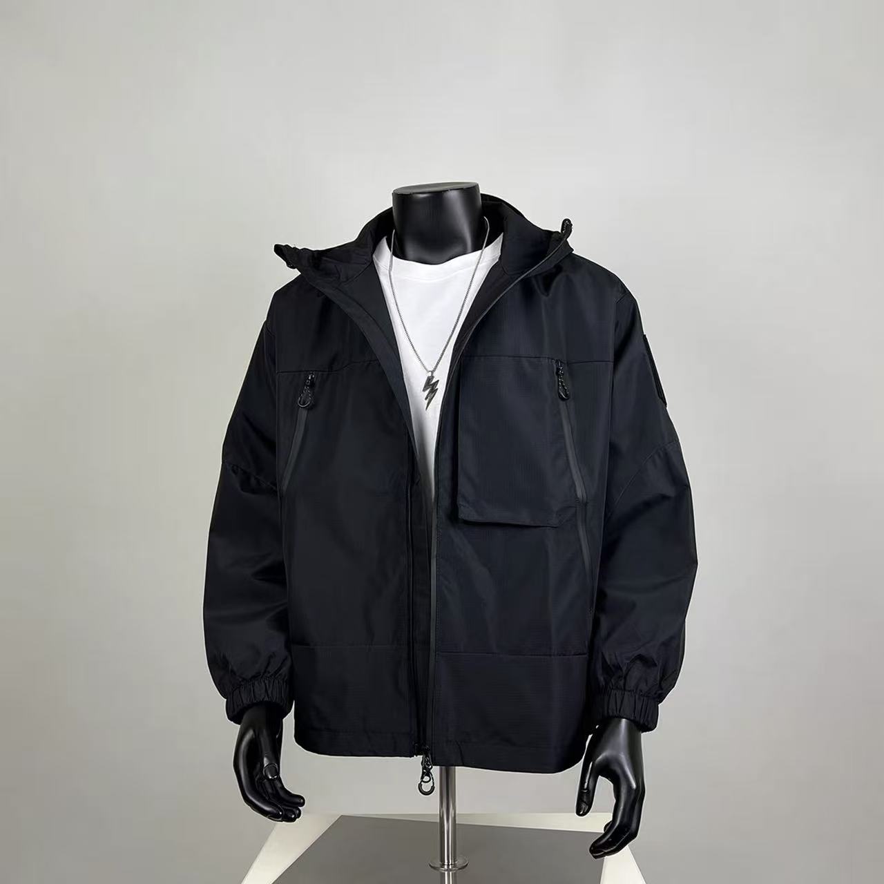 Water-Resistant Outdoor Windbreaker with Patch Pockets