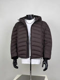 Packable Insulated Hooded Puffer Jacket – Men's Dark Brown Quilted Winter Coat