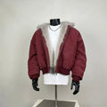 Vintage Washed Burgundy Faux Fur Lined Bomber