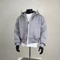 Oversized Cropped Zip-Up Hoodie - Heather Grey Streetwear Sweatshirt