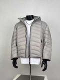 Men's Lightweight Quilted Hooded Puffer Jacket – Light Grey Winter Coat