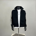 Full-Zip Track Jacket – Men's Striped Sleeve Casual Sweatshirt in Black