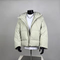 Minimalist Cropped Puffer Jacket with Hood – Cozy Warm Winter Outerwear