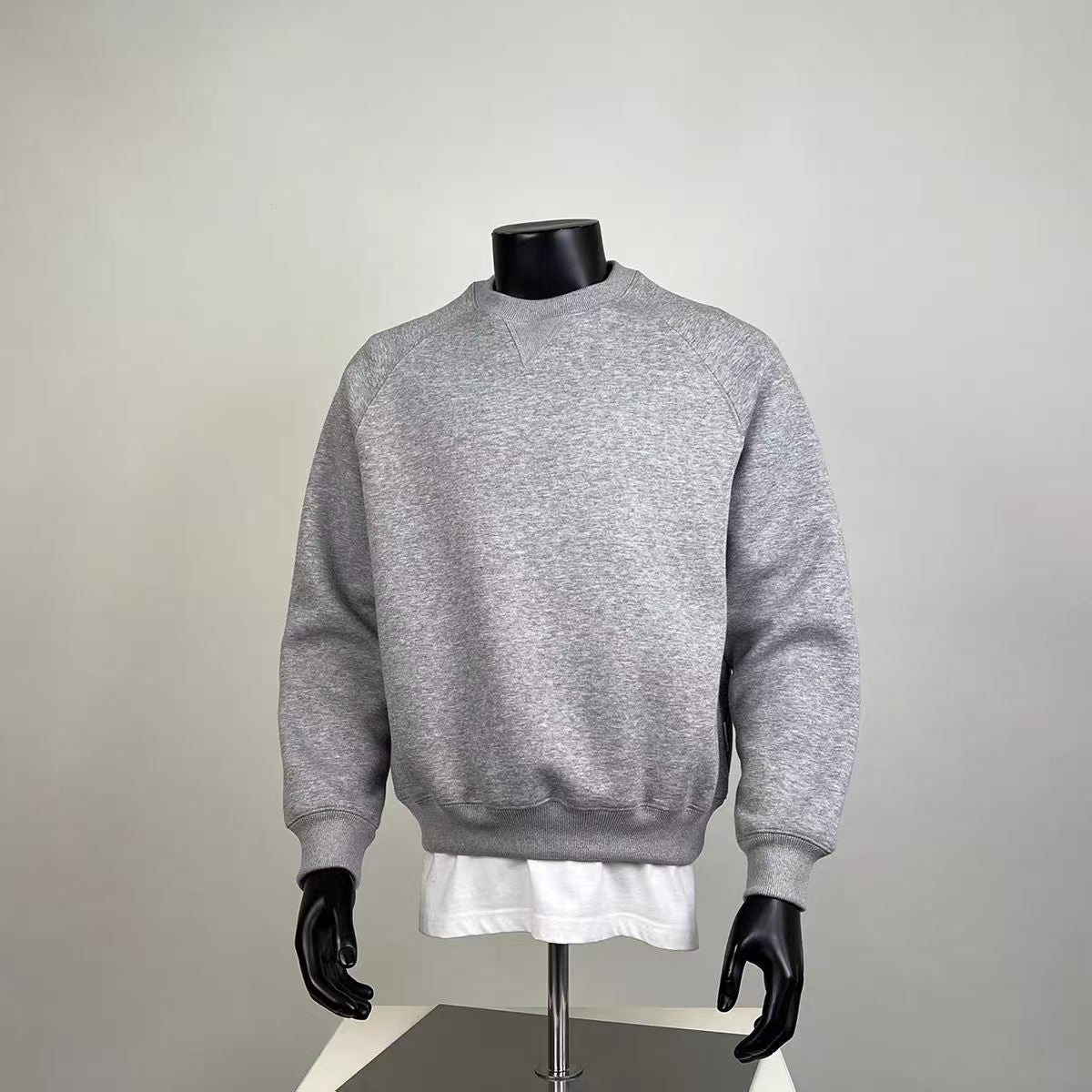 Men's Casual Heather Grey Raglan Crewneck Sweatshirt - Basic Loose Fit Daily Top