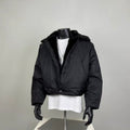 Men's Winter Faux Fur Collar Short Puffer Jacket - Warm Black Bomber Coat