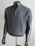 Men's Charcoal Waffle Knit Henley Short Sleeve Sweater