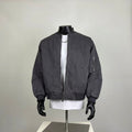 Vintage Washed Gray Bomber Jacket | Oversized Casual Streetwear Coat