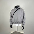 Heather Grey Cropped Hoodie - Oversized Fit Heavyweight Fleece Sweatshirt for Streetwear
