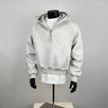 Oversized Cropped Half-Zip Hoodie - Heather Grey Streetwear Sweatshirt