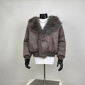 Muted Brown Faux Fur Collar Quilted Bomber Jacket – Vintage Street Style Statement Coat