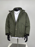 Men's Olive Green Hooded Utility Parka Jacket