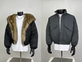 Men's Winter Bomber Jackets - Black Fur-Lined & Dark Gray Utility Outerwear