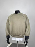Men's Sage Green Plaid Contrast Cuff Crewneck Casual Sweatshirt