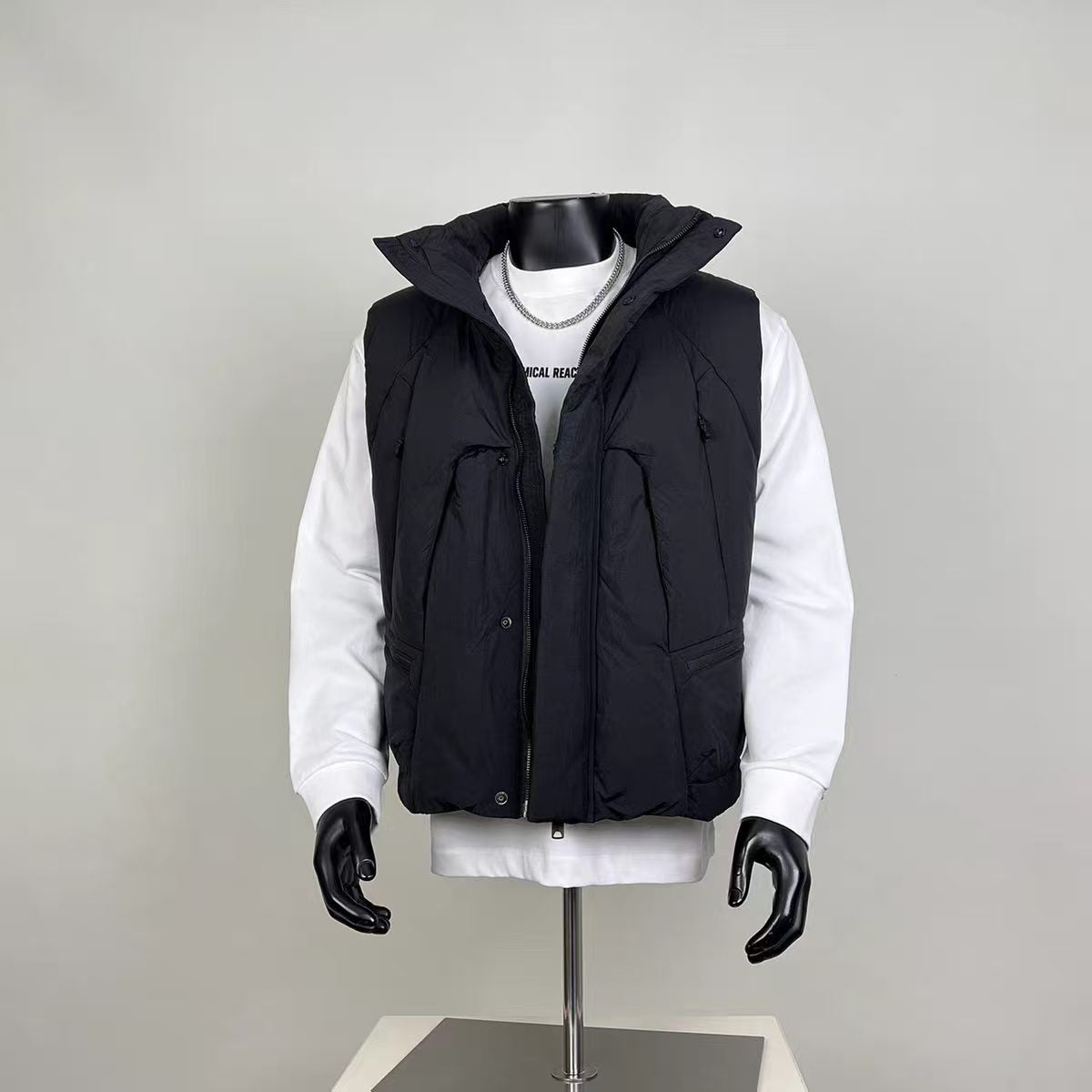 Men's Quilted Puffer Vest – Stand Collar Insulated Winter Gilet