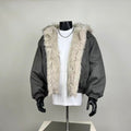 Oversized Faux Fur Lined Suede Jacket - Streetwear Style